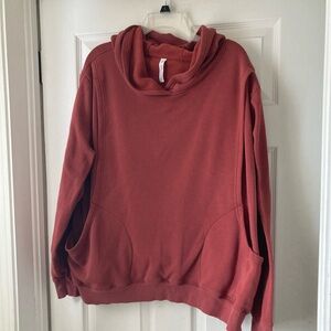 Latched Mama Rust Red Cozy Cowl Neck Sweatshirt Hoodie